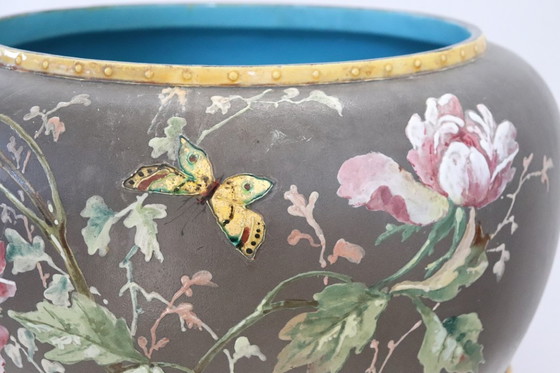 Image 1 of Vaas van keramiek met bloemendecor, Italië, jaren 1980