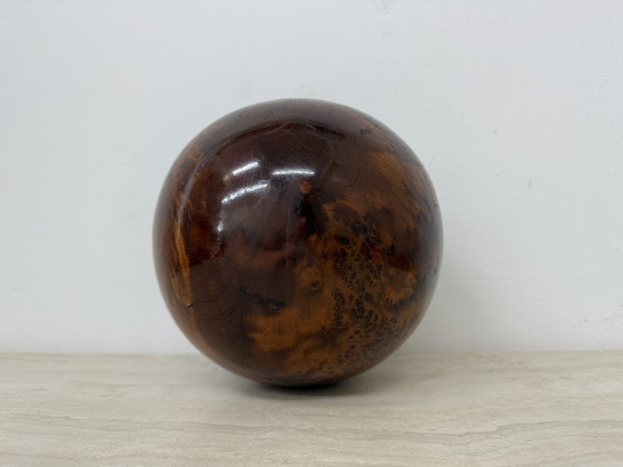 Image 1 of Large antique burl wood ball decorative wooden ball