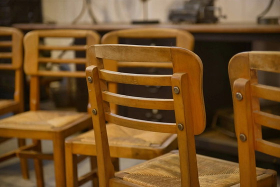Set of 6 Pierre Cruège chairs from the 1950s. – Dining chairs, Wood, Mid Century Modern (photo 12 of 14)