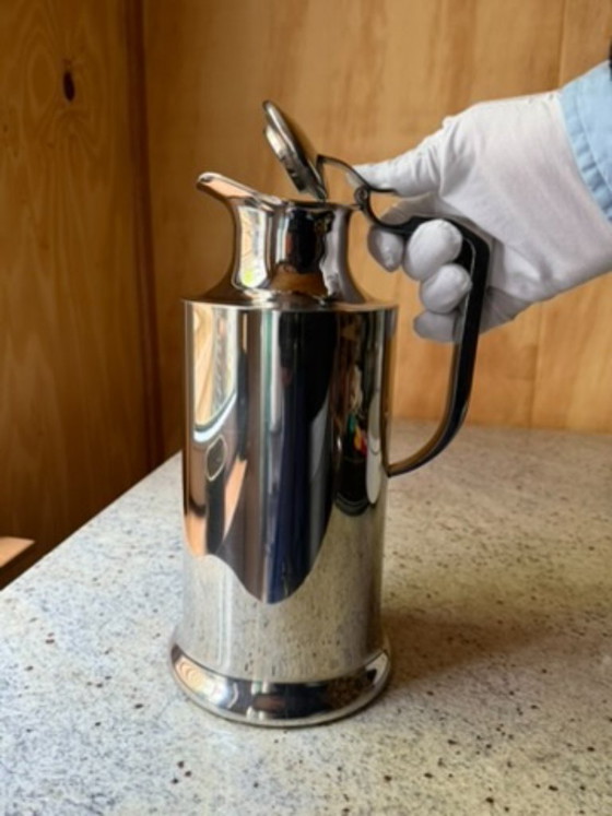 Large Vintage Balzano Laufen Stainless Steel Pitcher | Tall MCM Insulated Carafe | Mirror Polish 18/10 (photo 24 of 27)