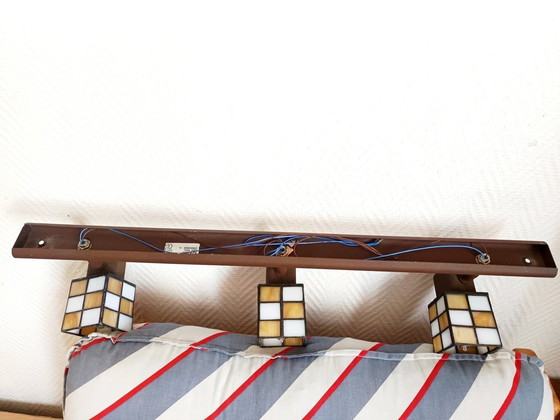 Image 1 of Art-Deco-Deckenleuchte im Tiffany-Stil, dreiteilig