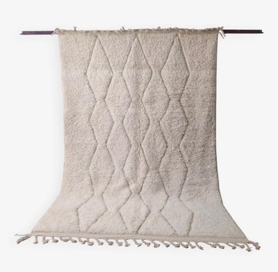 Image 1 of Tappeto autentico Beni Ouarain, ecrù, fatto a mano in morbida lana - 300x200cm