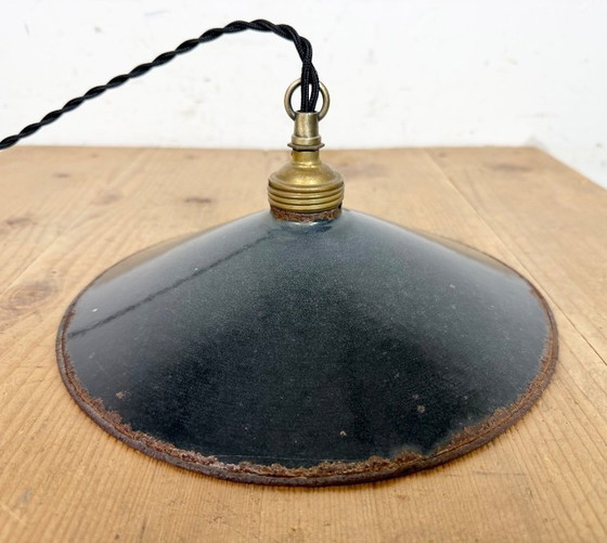 Image 1 of Industrielle schwarze Emaille-Lampe, 1930er Jahre