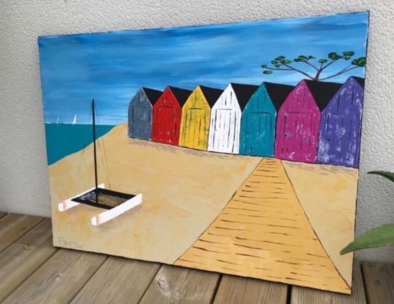 Image 1 of Acrylverf op gespannen canvas, 65x50 cm.