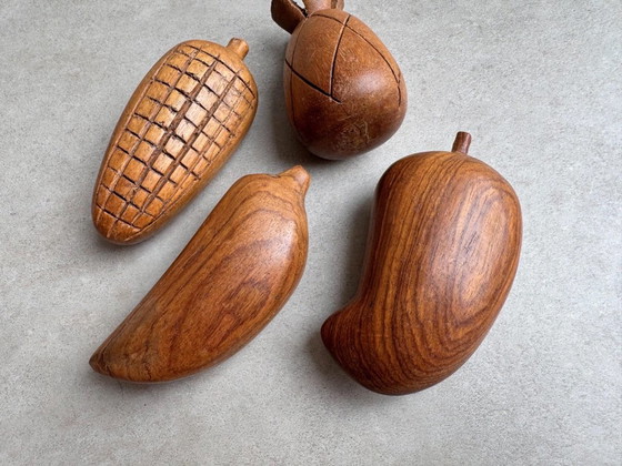 4x Vintage Houtdraaiwerk Handwerk Fruit #2 – Decoratieve objecten, Wood (photo 4 of 8)