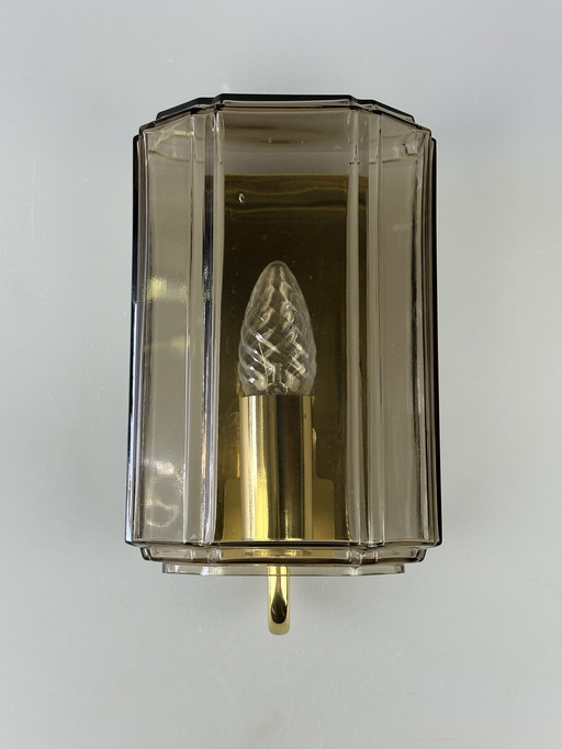 60s 70s wall lamp Glashütte Limburg Germany glass & metal Age Design