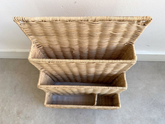 Image 1 of Organizer da scrivania o da parete in rattan vintage