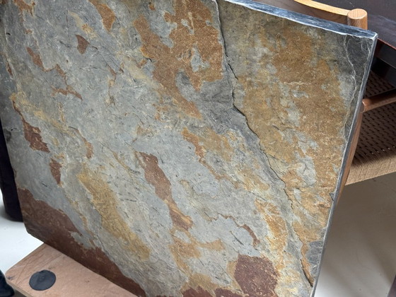 Image 1 of Mid-Century coffee table with stone top and chrome base