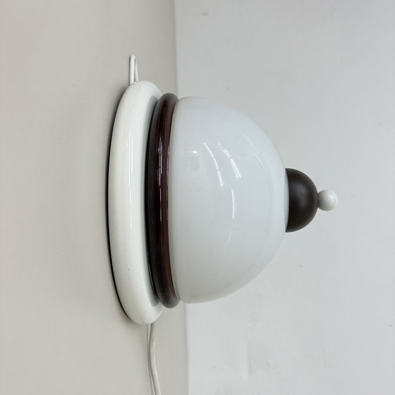 Image 1 of Vintage brown and white wall lamp sconce , 1970s