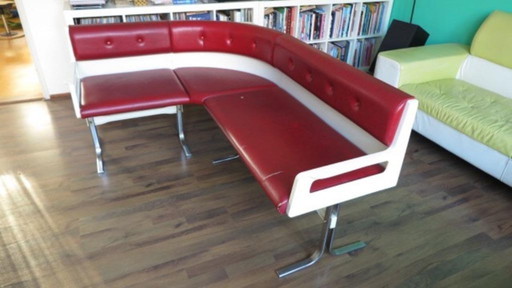 Canapé d'angle vintage style spatial, coin repas cuisine, salle à manger EKA