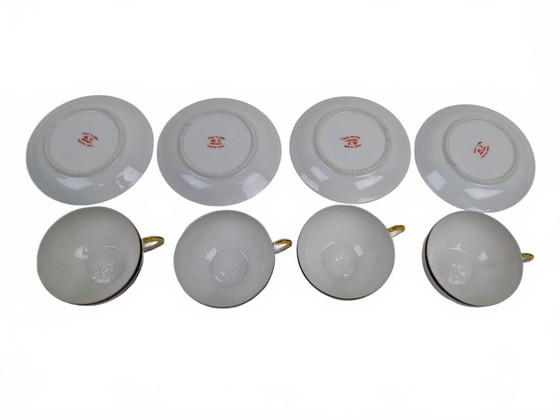 Image 1 of Tasses et soucoupes en porcelaine japonaise en forme de coquille d'œuf
