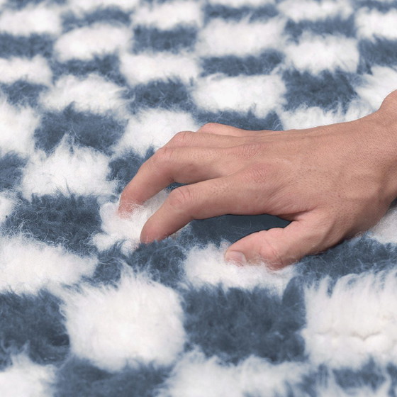 Image 1 of Handmade checkered rug. Handcrafted rug