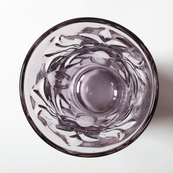 Image 1 of Rare Art Mid-century Glass Smokey Purple Cut Glass Vase / Eda Glasbruk / Sweden / 1930s