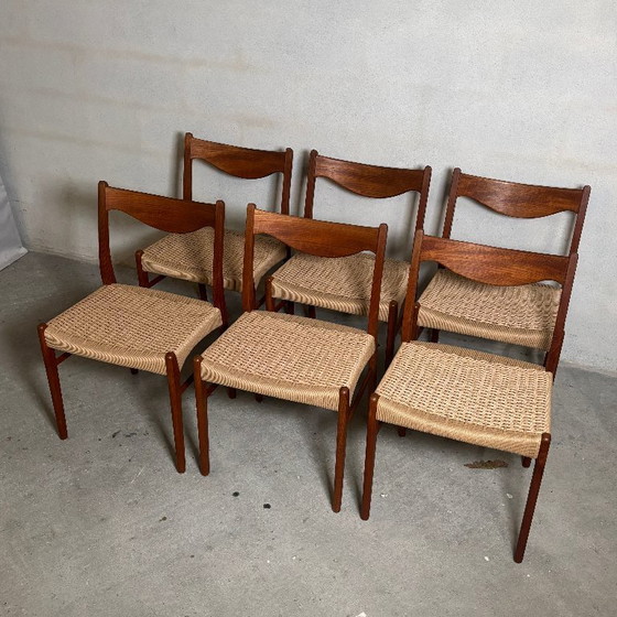 Image 1 of 6x GS60 Teakstühle von Arne Wahl Iversen papercord