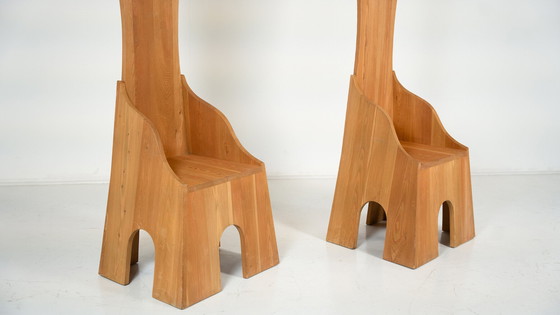 Image 1 of Pair Of Fratina Chairs By Mario Ceroli For Mobili Nella Valle For Poltronova, Italy 1972