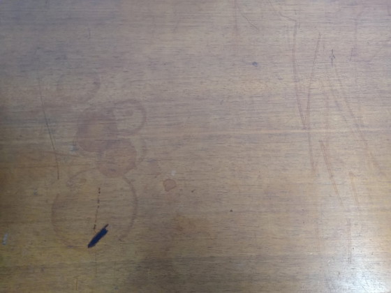 Image 1 of vintage desk with 3 drawers and 1 cupboard