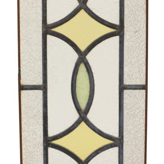 Art Deco Glasraam Glas in Lood Geometrisch 85x24cm – Decoratieve objecten, Vintage (photo 9 of 18)