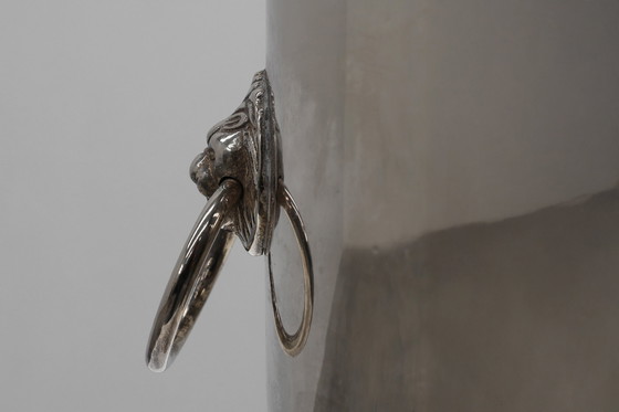 Image 1 of Mid century French silver plated ice bucket with lion heads, France