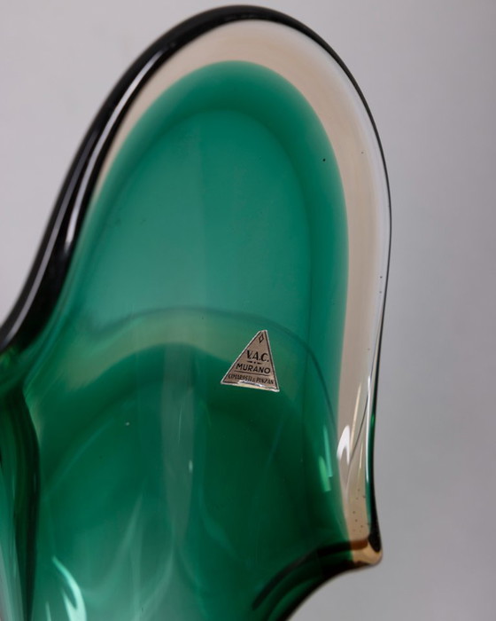 Sommerso Vase in Green Murano Glass by V.A.C. Cimarosti & Pinzan, 1960s (photo 6 of 9)