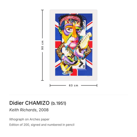 Image 1 of Didier CHAMIZO Keith Richards Litografía firmada 2008