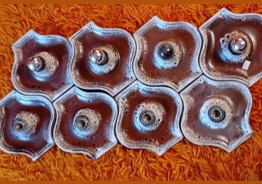 7 Times Fatlava Brutalist Ceramic Wall Lights 1970s Vintage Space Age