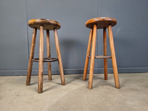 Sgabelli da bar brutalisti vintage, set di 14 - anni '60