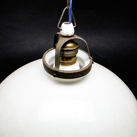 Art Deco Pendant Lamp, Poland, 1950s – Glass, Metal (photo 3 of 7)
