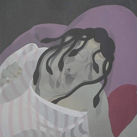 Image 1 of Acrylgemälde auf Papier von Daniel Bec, 1970er Jahre