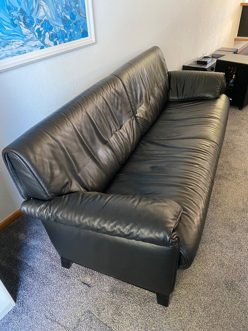 De Sede Sofa Schwarz Leder 3 Pers.