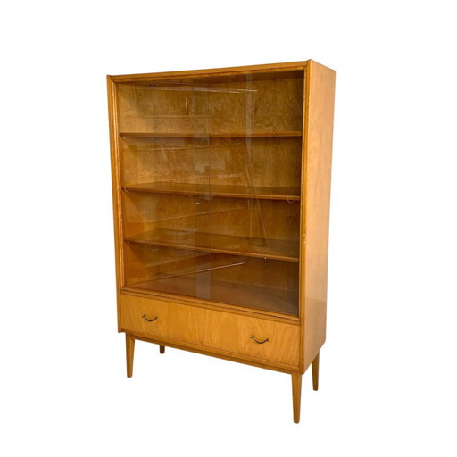 Vintage Vitrine mit 2 Glasschiebetüren und 1 Schublade, 1950er Jahre