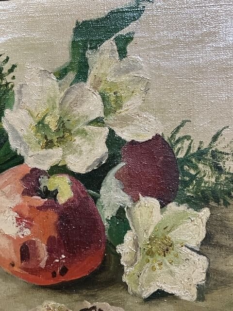 Still life with fruits and flowers. – Paintings & Drawings, Canvas (photo 4 of 5)