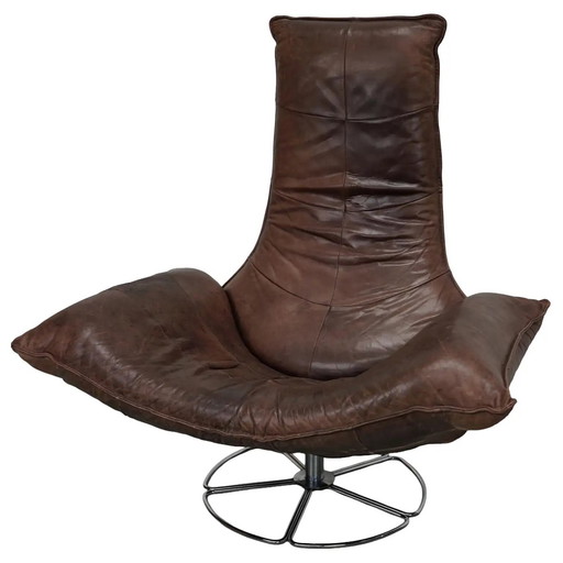 Chaise longue Wammes en cuir brun par Gerard van den Berg pour Montis, 1970