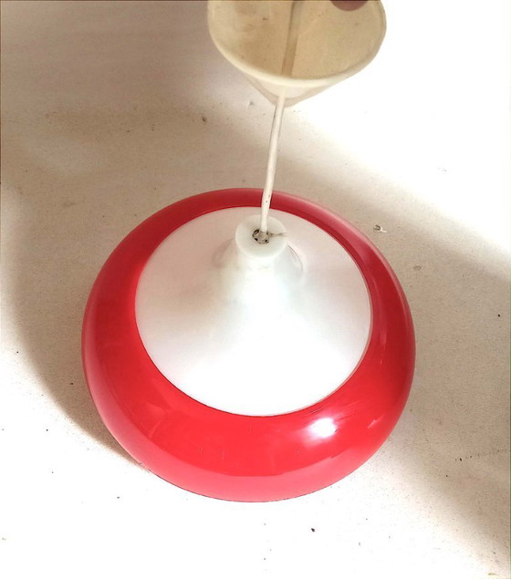 Image 1 of Suspension rouge Space Age Années 70 Hauteur 49 cm
