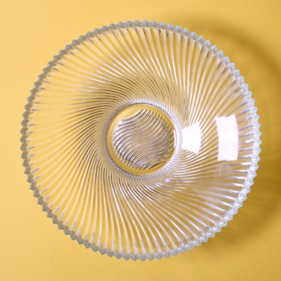 Image 1 of Ciotola vintage in vetro trasparente a coste / Elegante piatto pesante di Veropa / Francia / anni '70