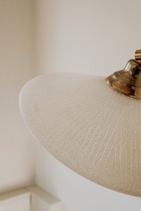 Image 1 of Set of 2 vintage brass table lamps with glass shades