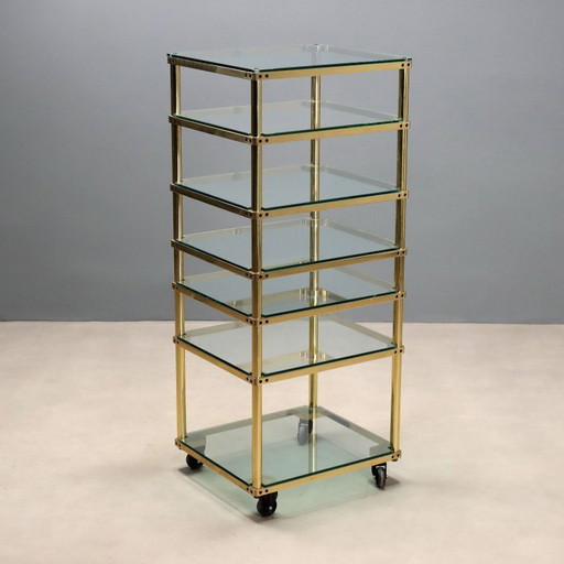 Présentoir en verre des années 1980