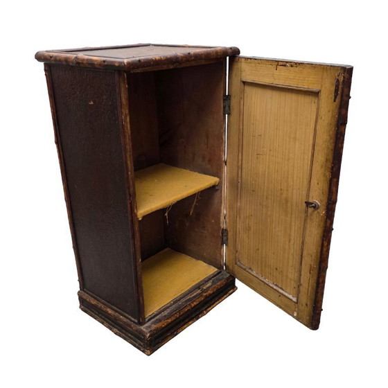 Image 1 of Antico comodino in bambù tartarugato, fine XIX secolo