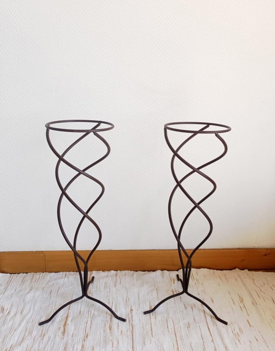 Image 1 of 2x porta piante in ferro battuto ritorto 1970