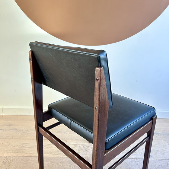 Image 1 of Vintage Topform eetkamerstoelen teak/skai set van 4