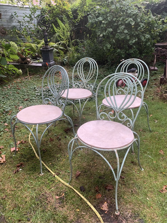 Image 1 of Antike italienische Garten-/Tischstühle aus Schmiedeeisen