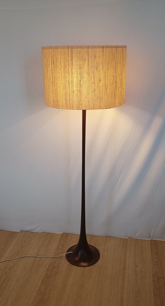 Lampadaire Sixties avec pied trompette – Métal, Textile (photo 8 of 9)