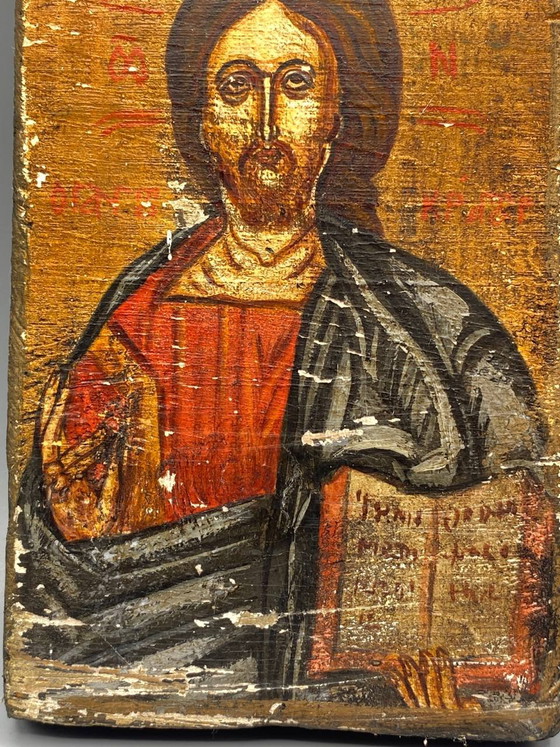 Hand-painted Ancient Orthodox Icon of Christ Pantocrator on Wood Panel – Decorative Objects (photo 2 of 5)