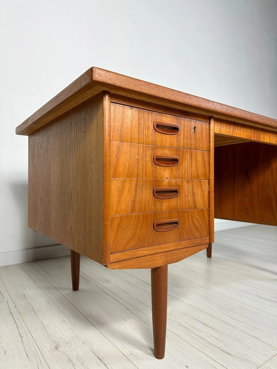 Image 1 of Vintage Danish Teak Writing Desk, Minimalist Mid-Century Modern Design, 1960s