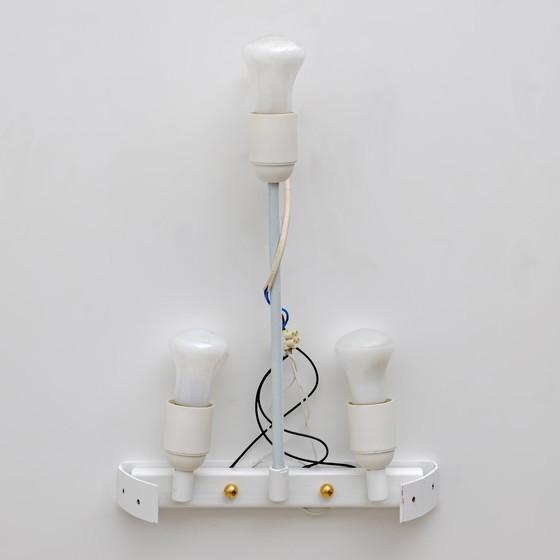 Image 1 of Coppia di applique in vetro di Murano giallo oro con grandi foglie, stile metà secolo moderno