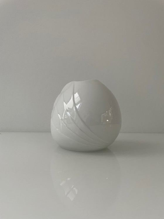 Image 1 of Vintage West German porcelain vase with wave relief