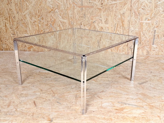 Image 1 of Table basse vintage en chrome et verre des années 1970