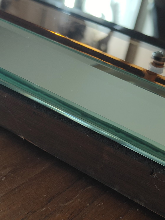 Image 1 of Grote Italiaanse Hollywood Regency Wandspiegel – 110x75 cm – Getint Glas – Eiken Kader – Jaren 70