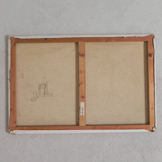 Image 1 of Peinture d'un paysage urbain avec un port, Harry Dedic, années 1960