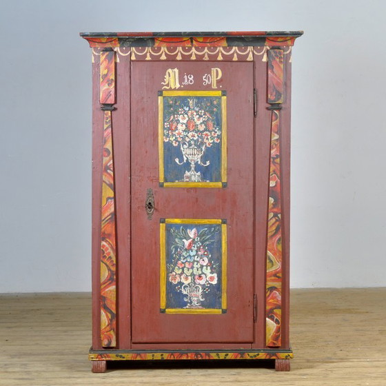 Image 1 of Deutscher Hochzeitsschrank, datiert 1850