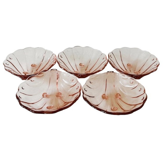 Image 1 of Set Stolze Hermanova-hut Artdeco schaaljes schelpvorm rosaline 1930's